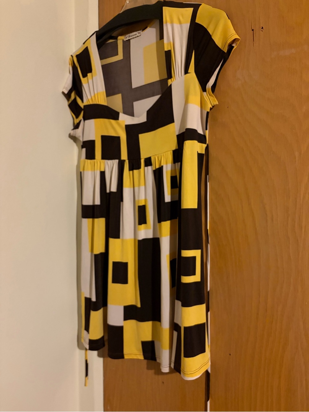 Forever 21 Yellow, Black & White Geometric Midi Dress